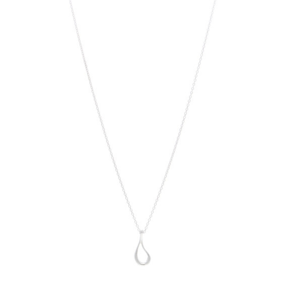 TIFFANY Sterling Silver Elsa Peretti Open Tear Drop Pendant Necklace - Picture 2 of 4